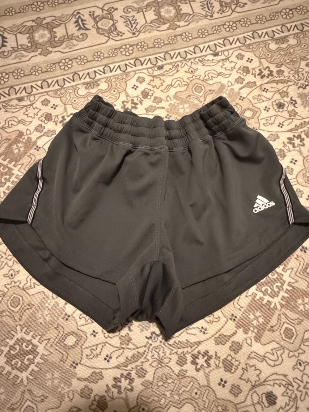 ADIDAS Girls Black Athletic Shorts with White Logo